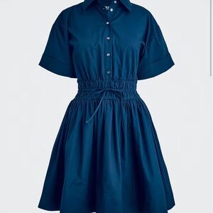 J. Crew Elena shirt dress in cotton Poplin Navy Size 16